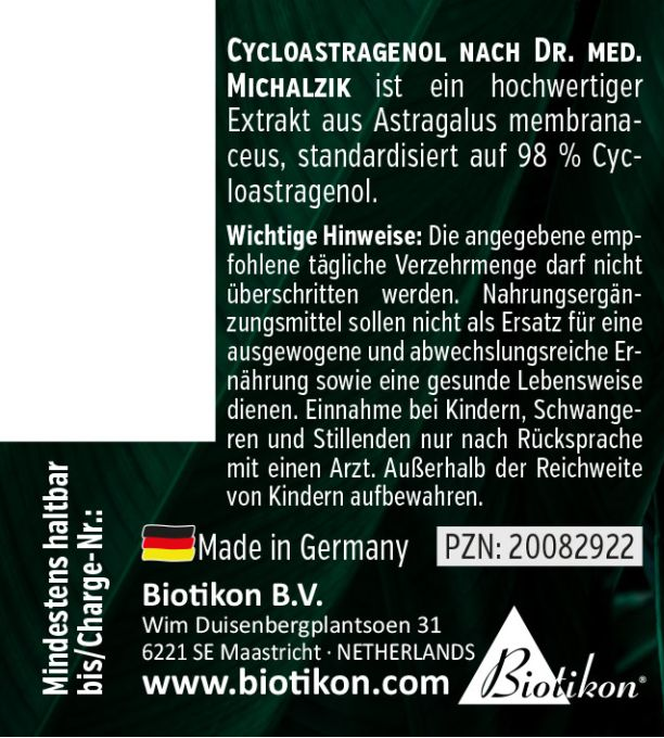 außer reichweite von kindern aufbewahren Cycloastragenol 10 mg, 60 capsules