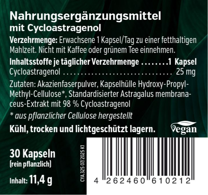 Cycloastragenol 25 mg, 30 capsules