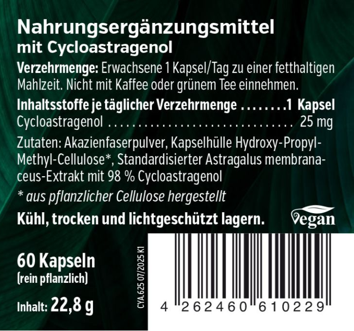 Cycloastragenol 25 mg, 60 capsules