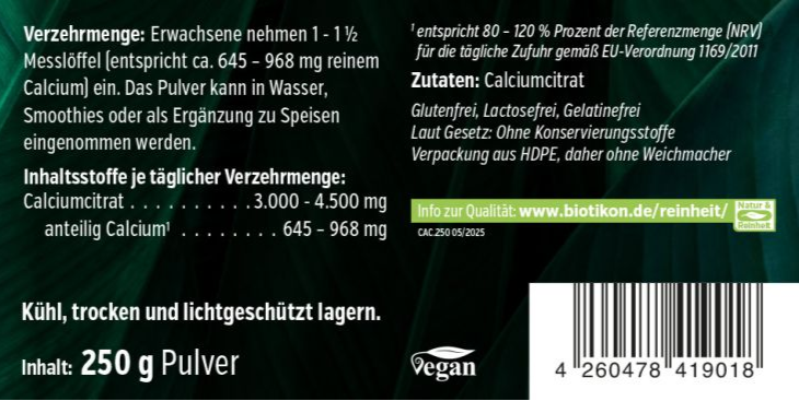 Calcium citrate powder