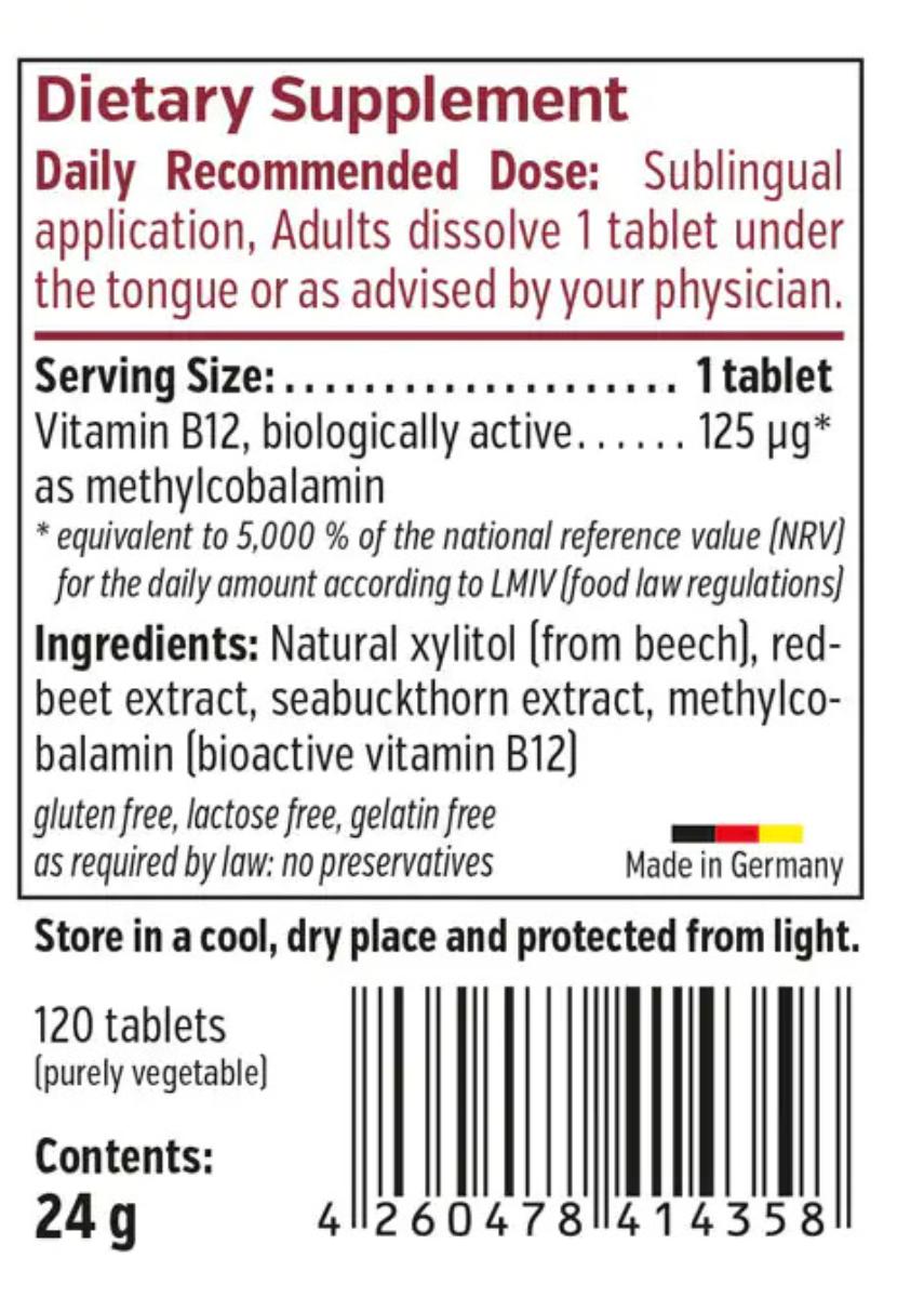 Coenzym B12 bioactive, sublingual