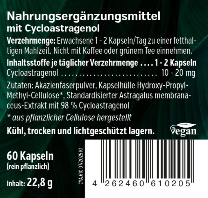
                    
                      Cycloastragenol 10 mg, 60 capsules
                    
                  