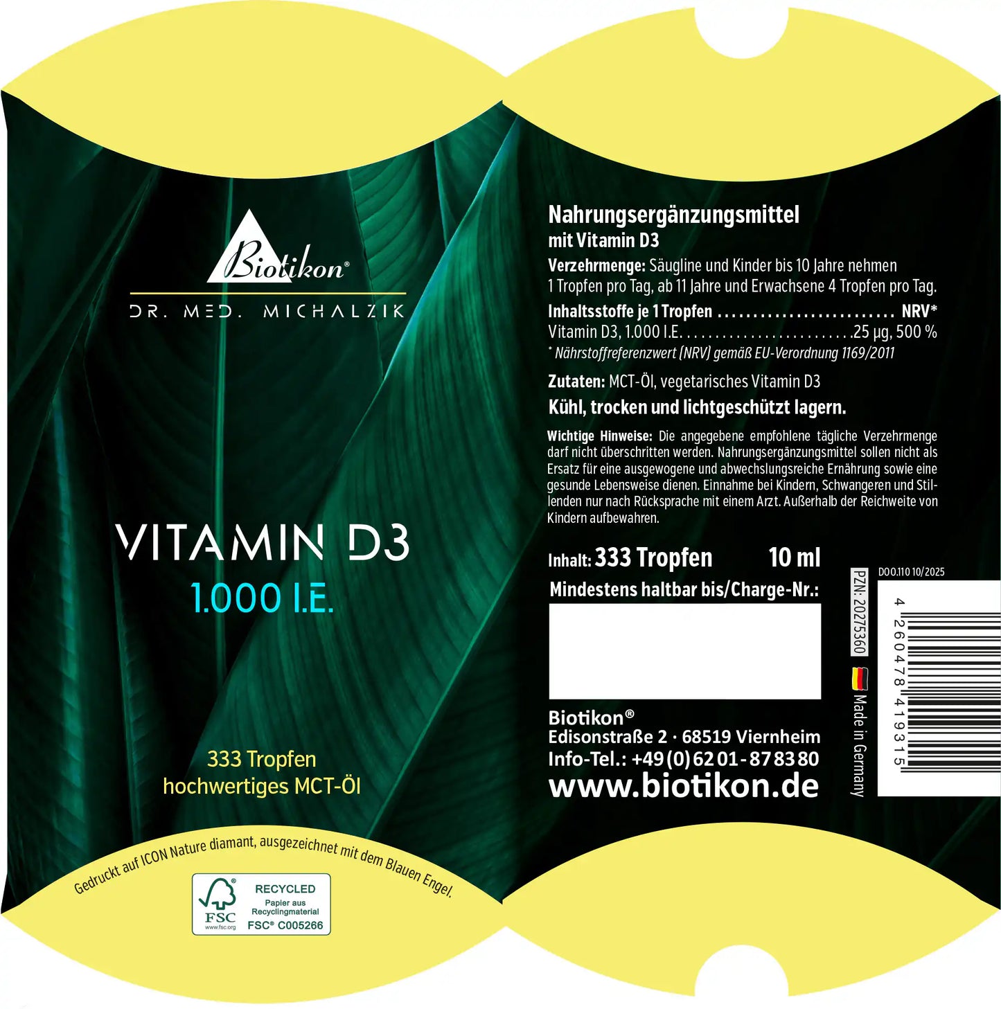 
                    
                      Vitamin D3 1.000 I.E. Tropfen
                    
                  