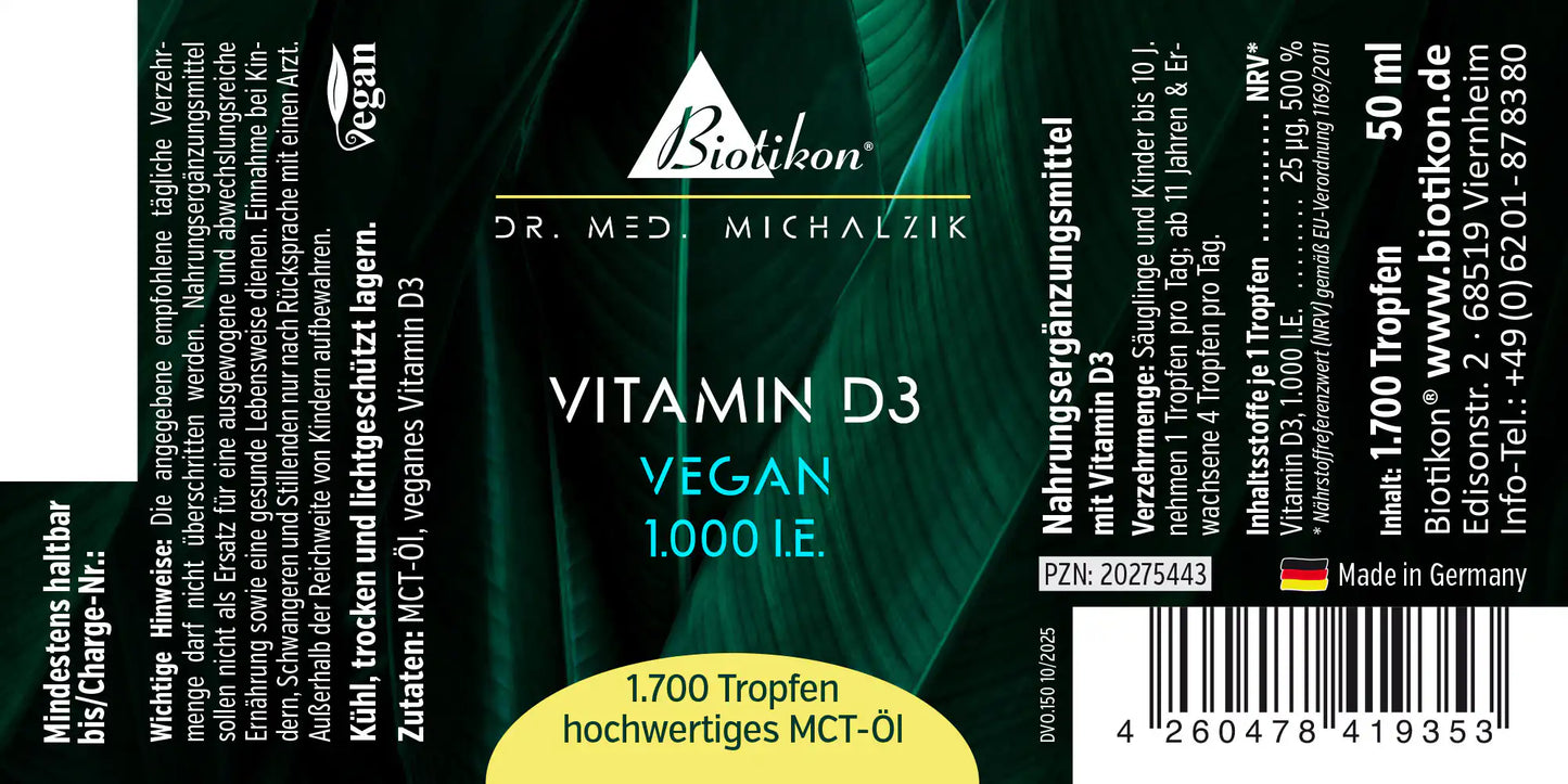 
                    
                      Vitamin D3 1.000 I.E. Tropfen vegan
                    
                  