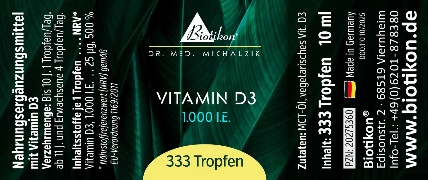 
                    
                      Vitamin D3 1.000 I.E. Tropfen
                    
                  