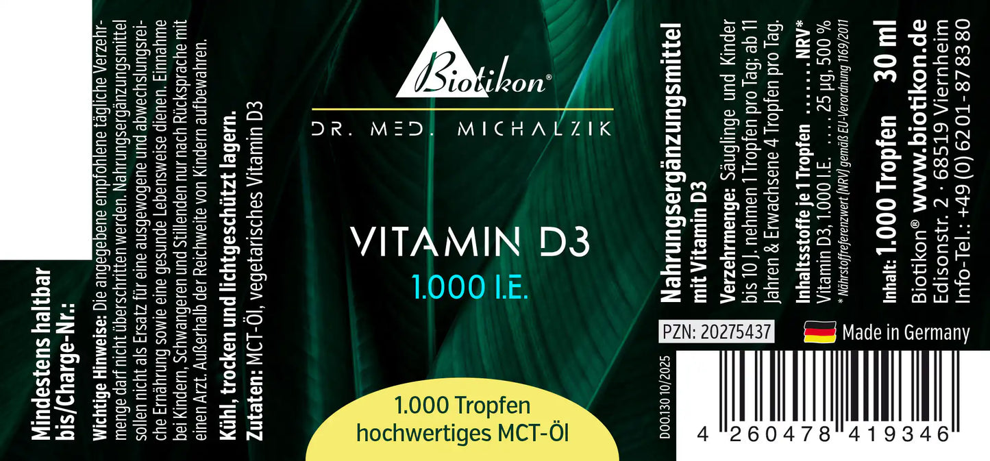 
                    
                      Vitamin D3 1.000 I.E. Tropfen
                    
                  