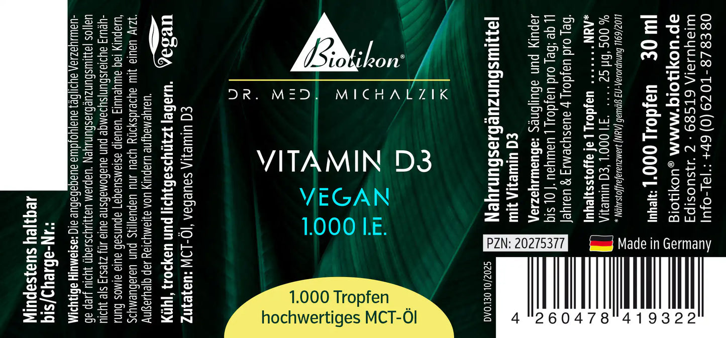 
                    
                      Vitamin D3 1.000 I.E. Tropfen vegan
                    
                  