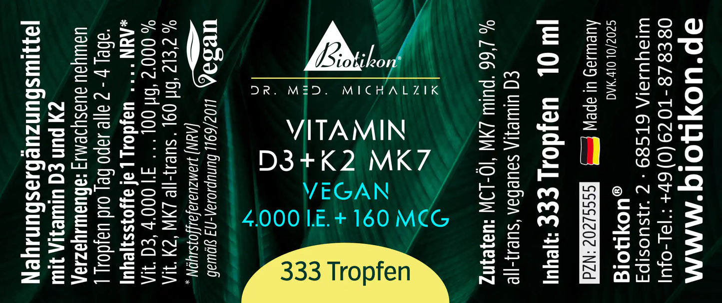 
                    
                      Vitamin D3 + K2 MK7, 1,000 IU + 40 mcg by Dr. med. Michalzik
                    
                  