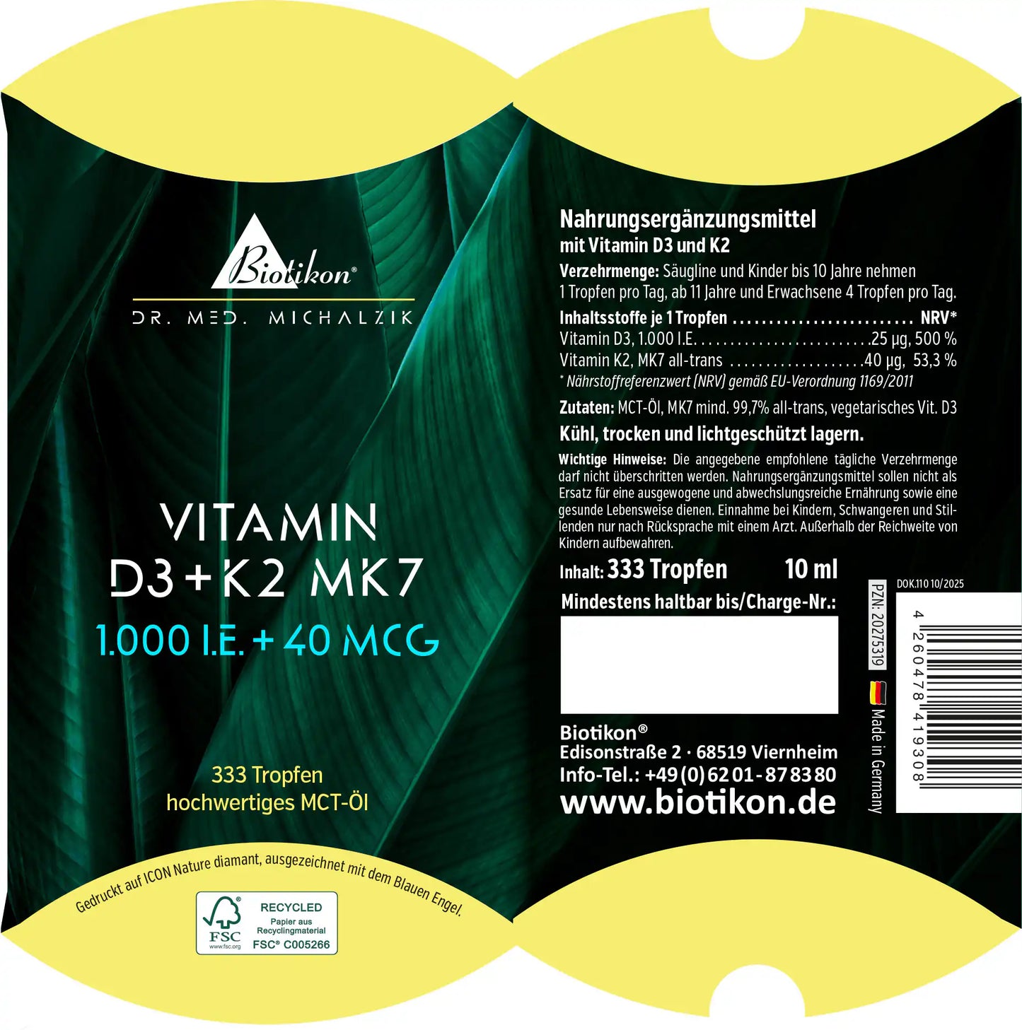 
                    
                      Vitamin D3 + K2 MK7 1.000 I.E. + 40 MCG Tropfen
                    
                  
