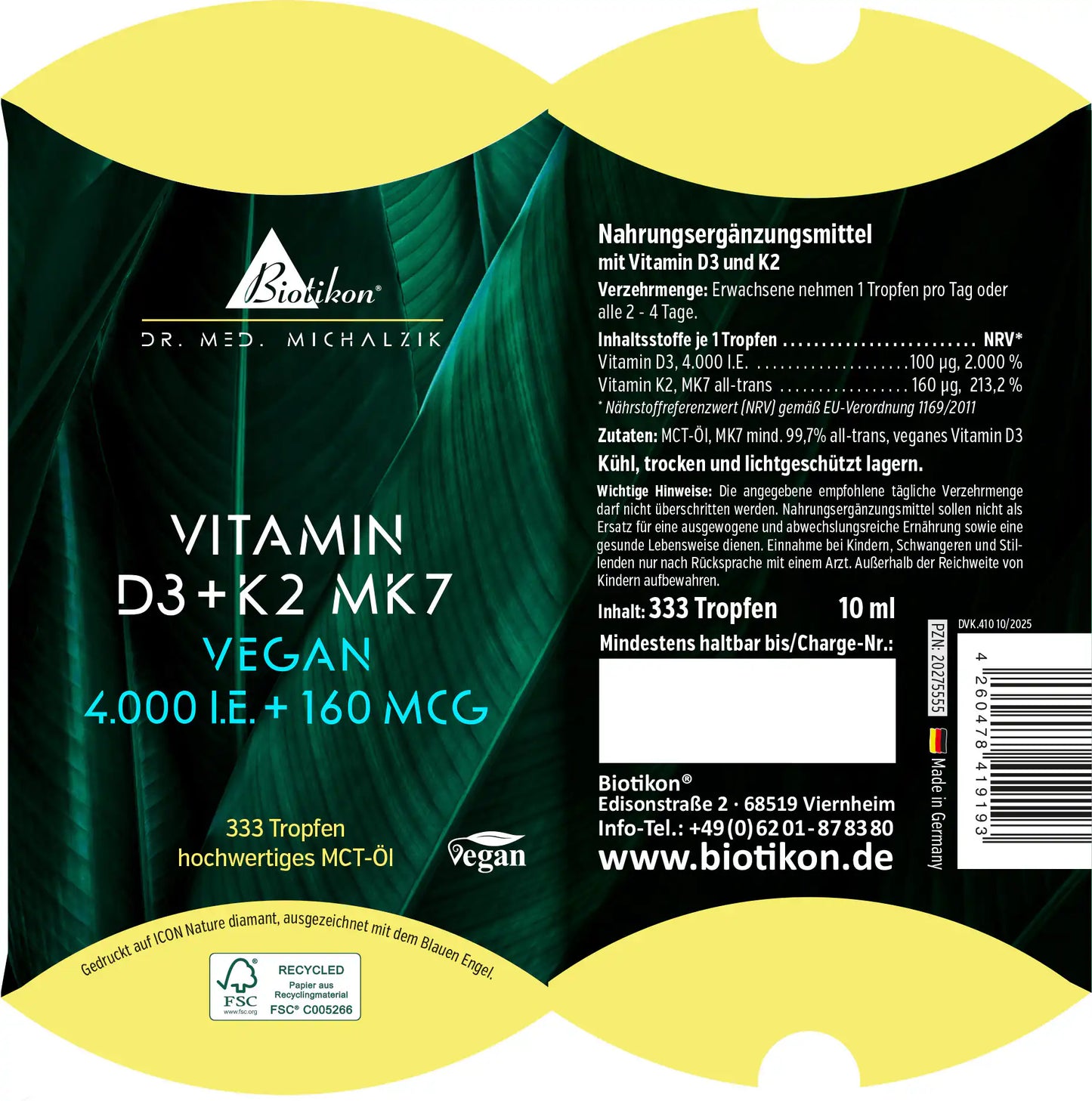
                    
                      Vitamin D3 + K2 MK7, 1,000 IU + 40 mcg by Dr. med. Michalzik
                    
                  