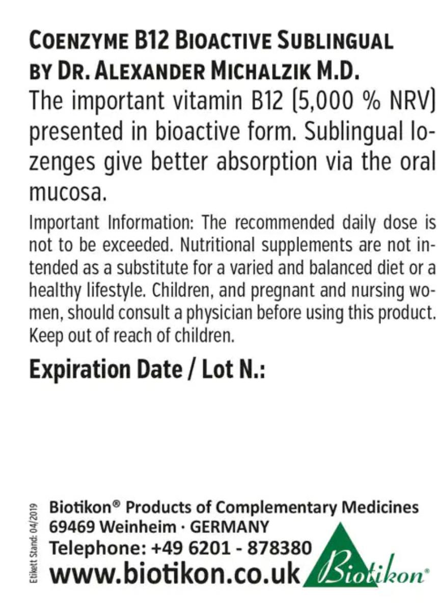 
                    
                      Coenzyme B12 bioactif, sublingual
                    
                  