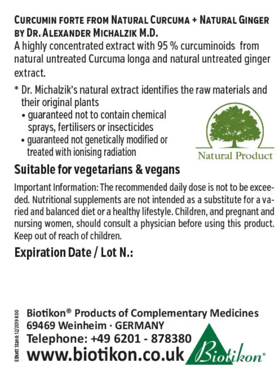 Curcumin forte aus Natur-Curcuma + Ingwer – biotikon®